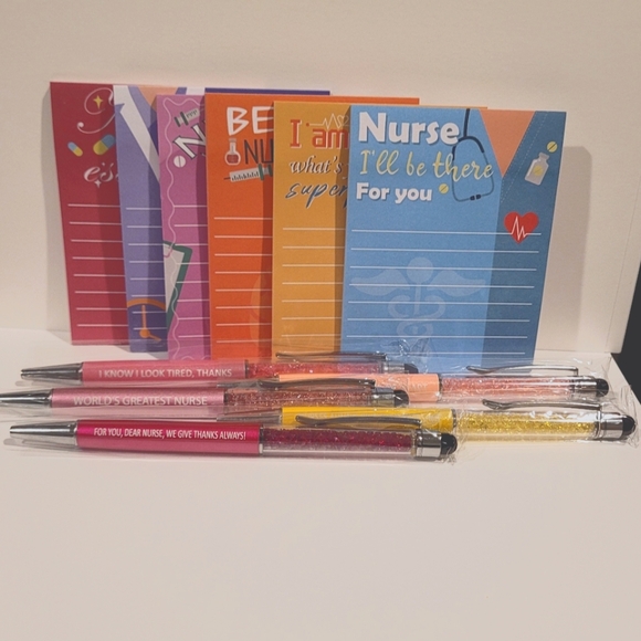 🖤 Inspirational Nurse Sticky Note Pads & Pens NWT - Picture 1 of 11